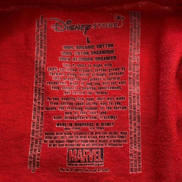 Disney Iron Man graphic T-shirt size L red marvel Mens EUC Short Sleeve 1963 - Picture 6 of 7